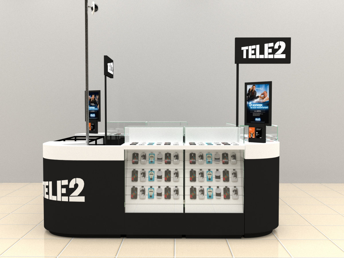Салон сотовой связи "Теле 2" | Стильное оформление торговых помещений