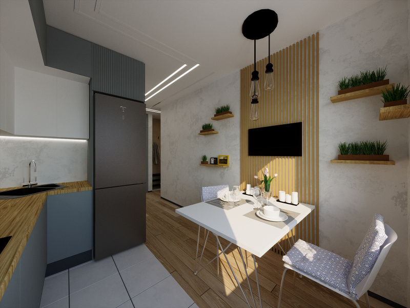 Уютный дизайн двухкомнатной квартиры в доме 121 серии